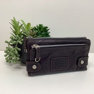 Fossil Brown Leather Long Live Vintage 1954 Wallet Clutch NWT